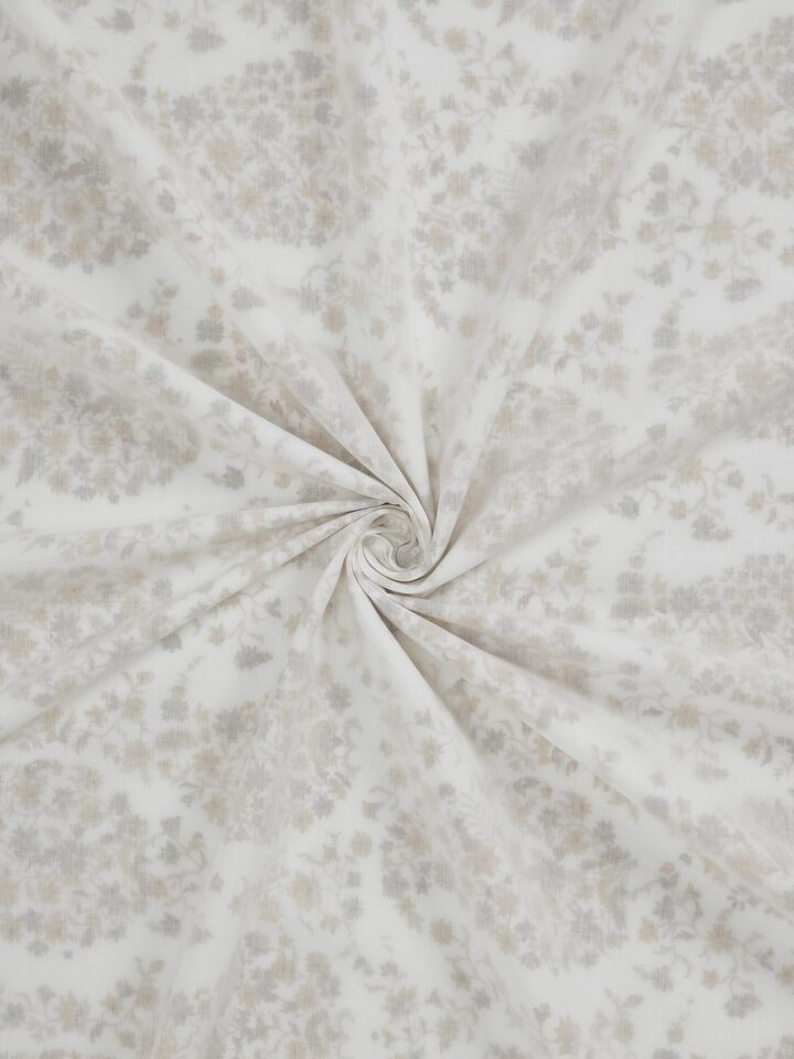 Detail shot: Detailed shot of cotton dohar showing fine paisley block print and soft stitched edges.