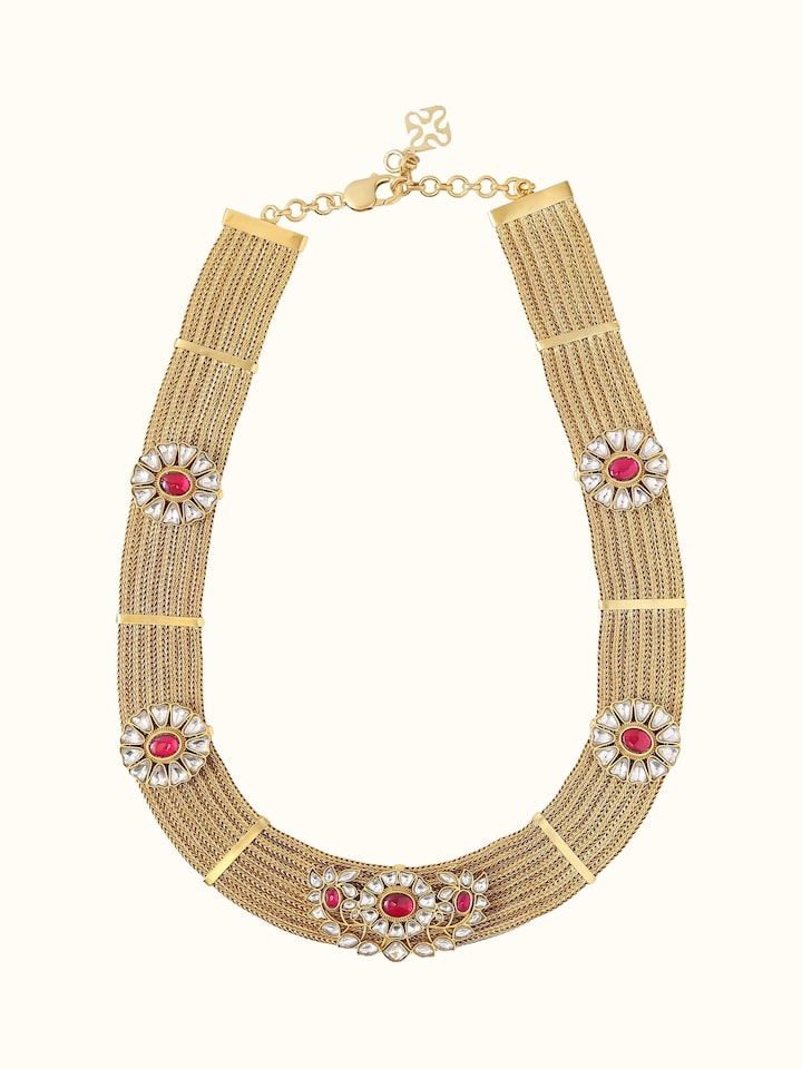 Front view of Silver Smithing Collar Necklace showing the complete piece and design