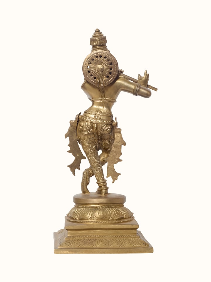 Back view of the Bronze Cast Krishna Flute Idol
