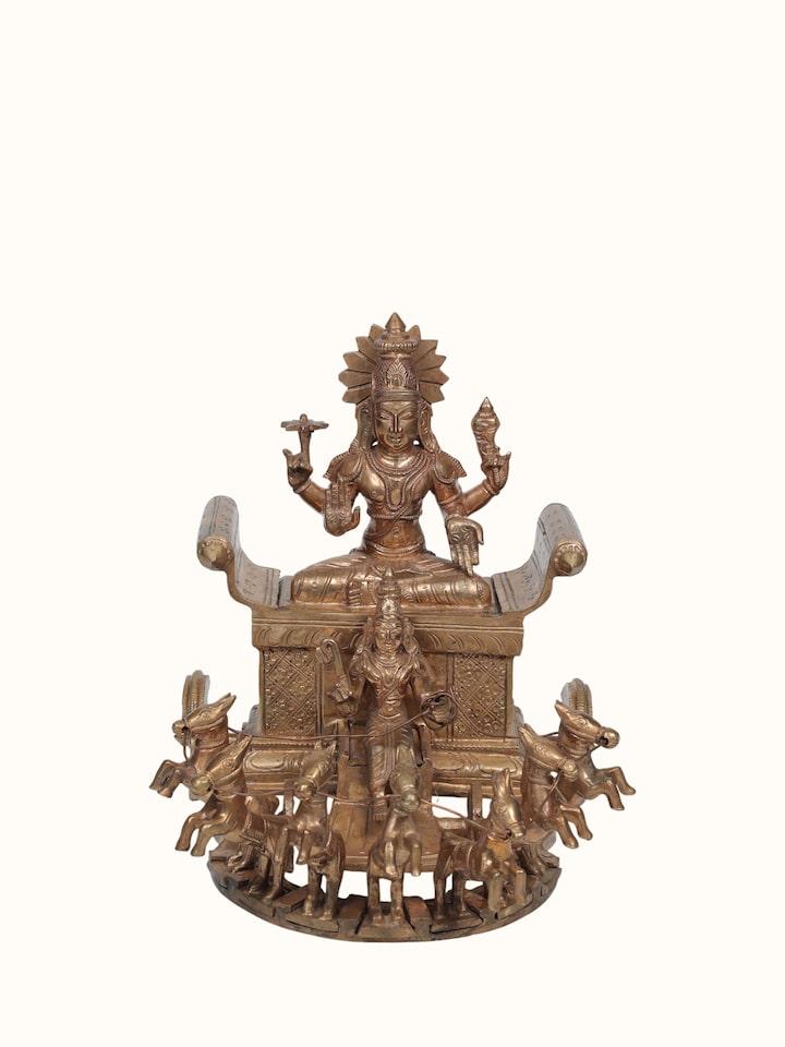 Front view of the Bronze Cast Suryanarayana Idol