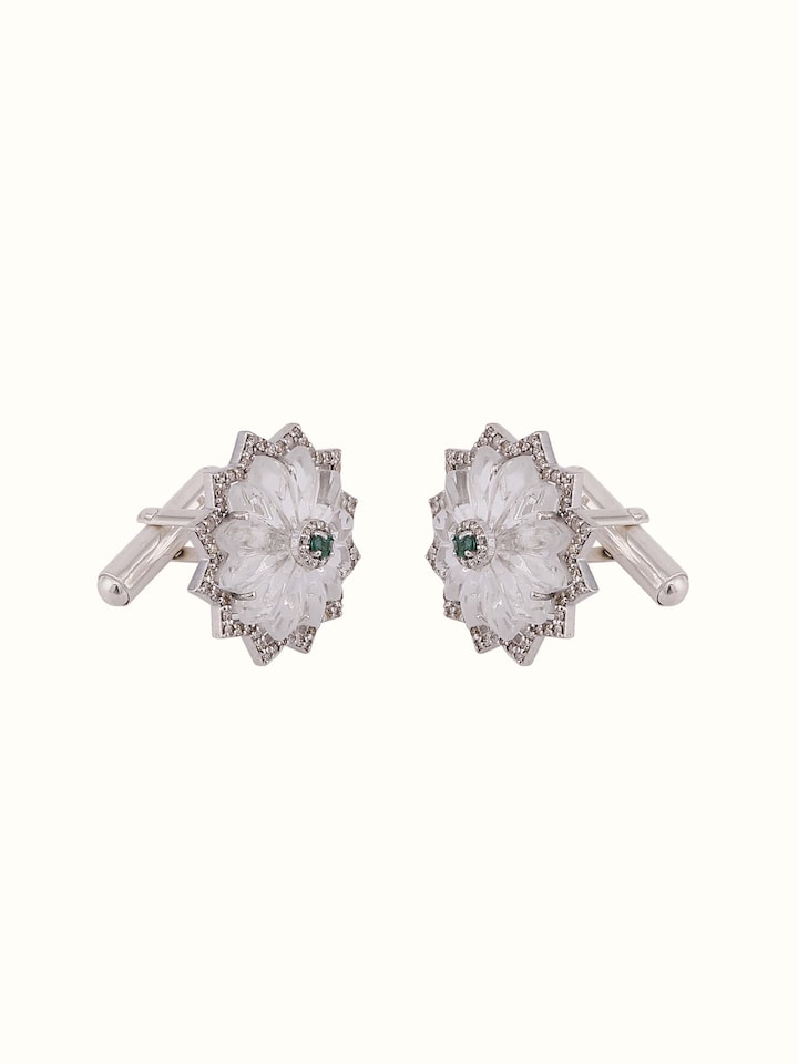 Overhead view of Silver Smithing cufflinks