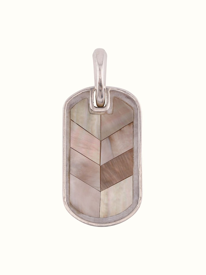 Front view of Kutch Leather Silver Drop Earrings showing the complete piece and design