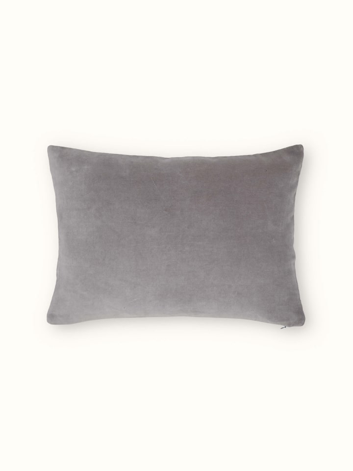 Back side view of Shivranjini light grey lumbar cushion cover
