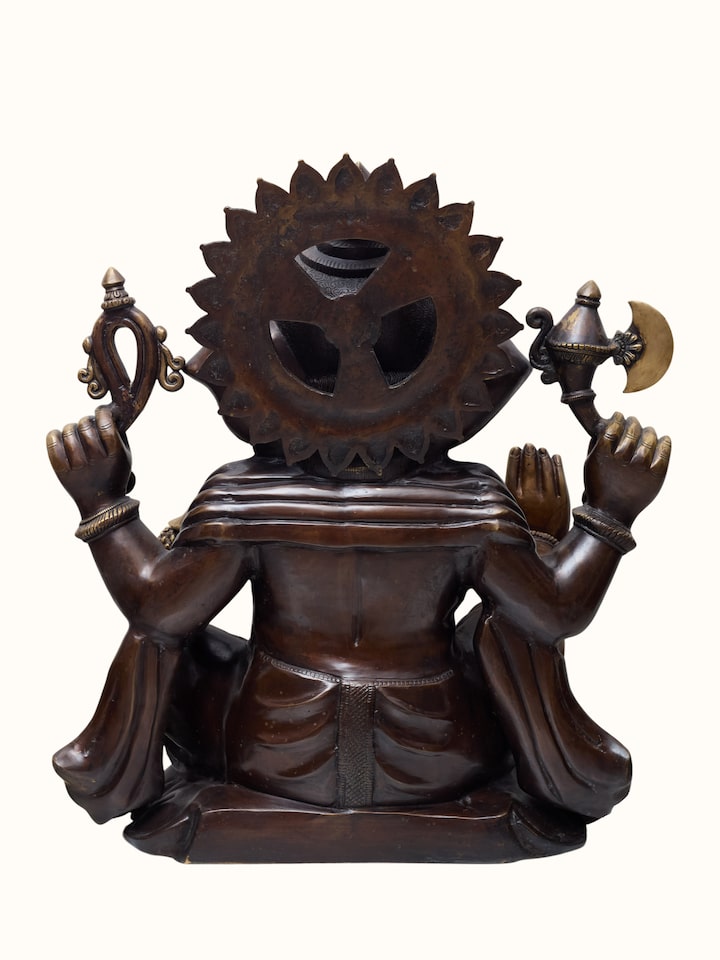 Back view of the Brass Ganesha Sitting Lotus Idol