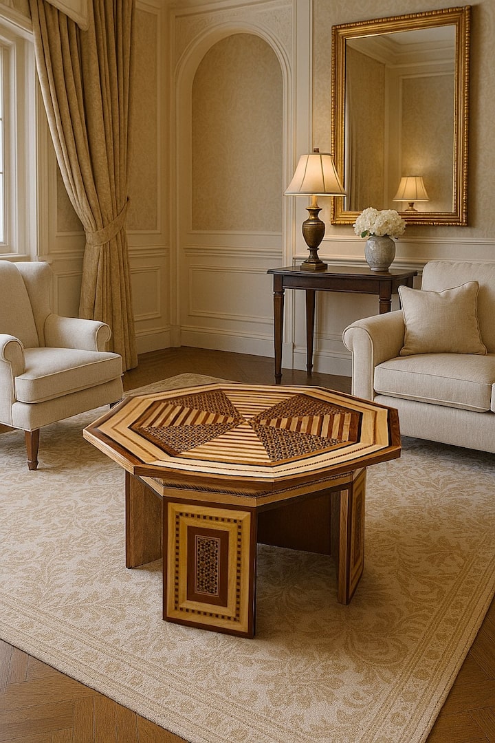 Teak Marquetry Coffee Table