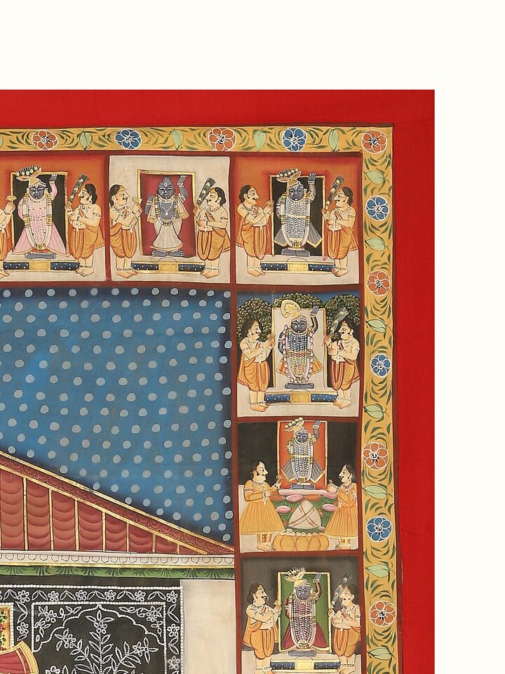 Detail view of the Annakut Darshan Pichwai Painting