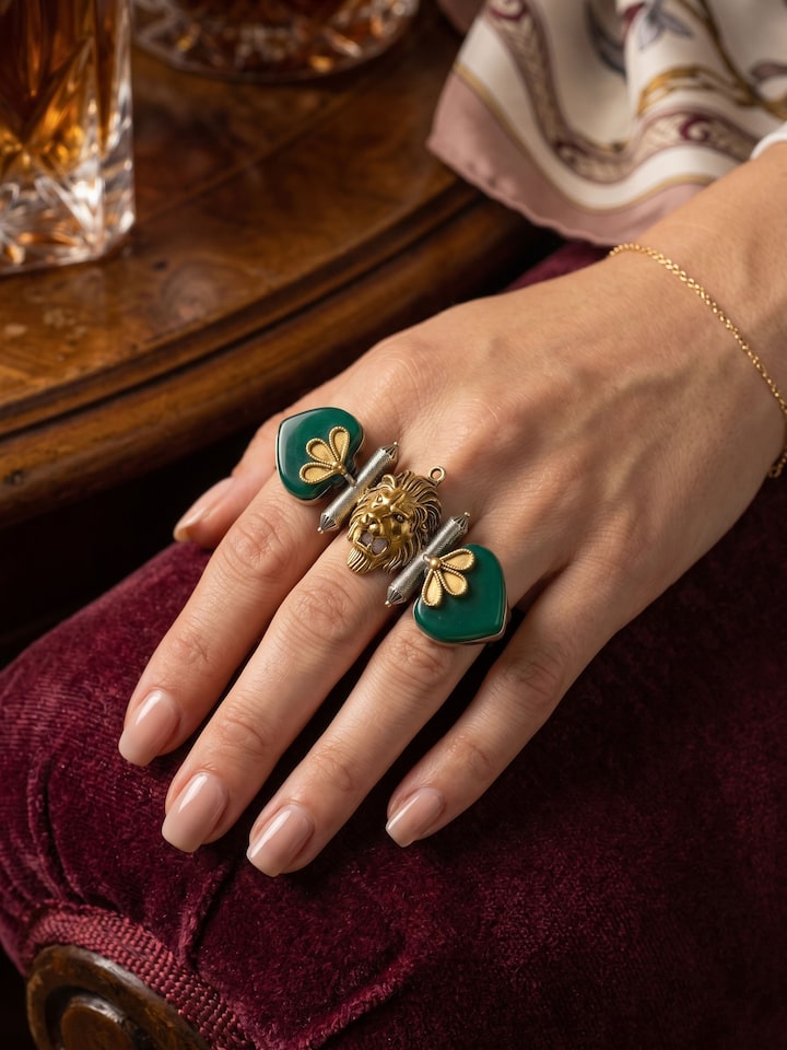 Styled view of Silver Smithing Ring worn on the finger, showing how it looks styled