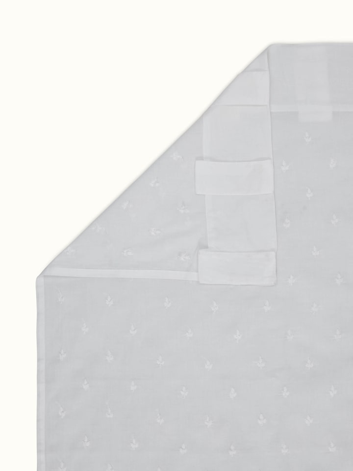 Svetah White Buti Silk Cotton Hand Chikankari Embroidery Curtain (9 Ft)