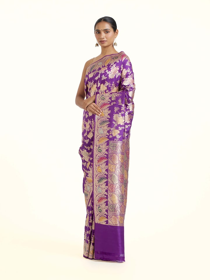 Purple Silk Banarasi Saree