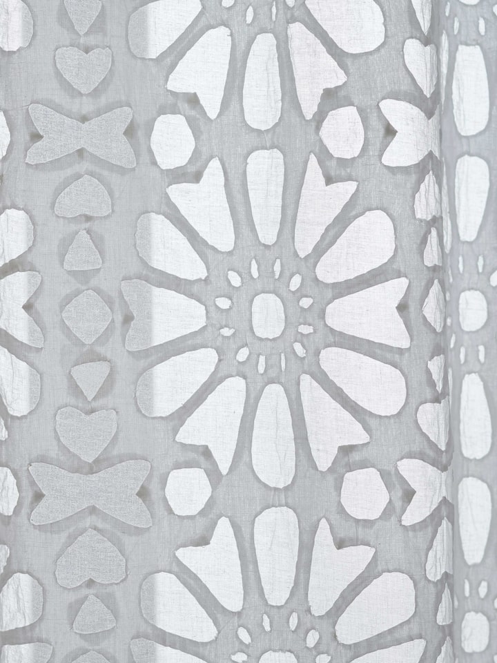 Detail shot 2: Fine detail of stitching and craftsmanship in applique trellis design.