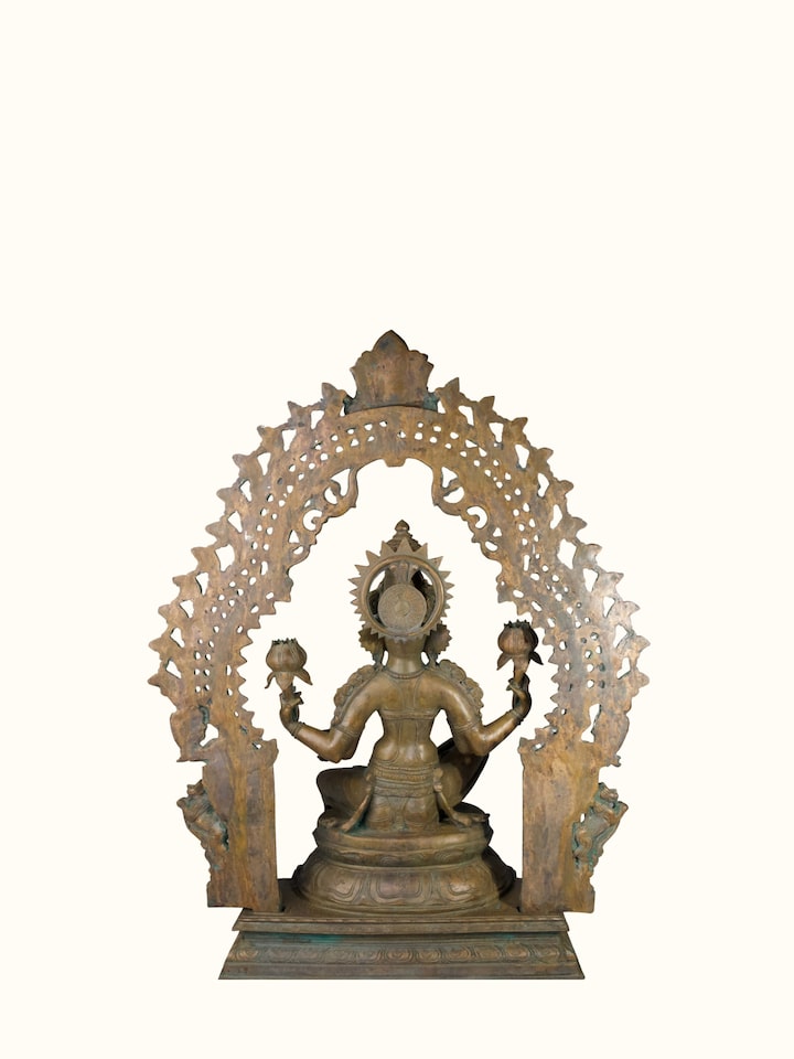 Back view of the Bronze Cast Lakshmi Idol