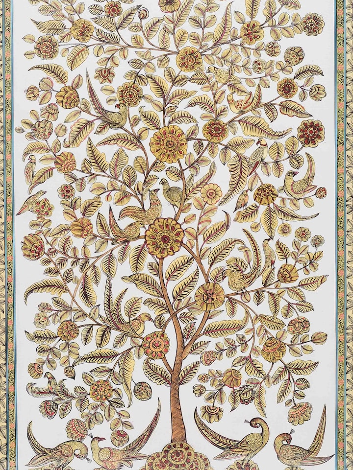 Close-up detail of the Tree Of Life Floral Miniature Painting