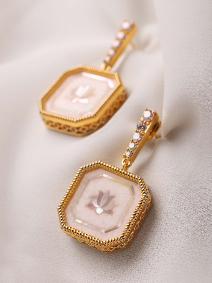 alternate lifestyle view of parchinkari silver drop earrings