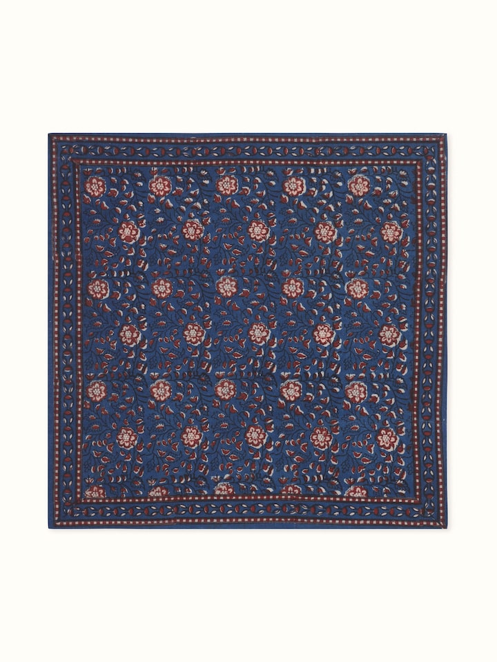 Puspita Indigo Cotton Dabu Hand Block Printed Dinner Napkin (6 Pcs)
