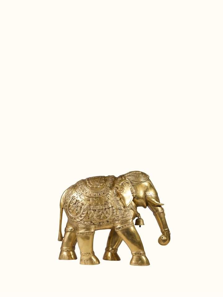 Front view of Brass Airavat Elephant Figurine