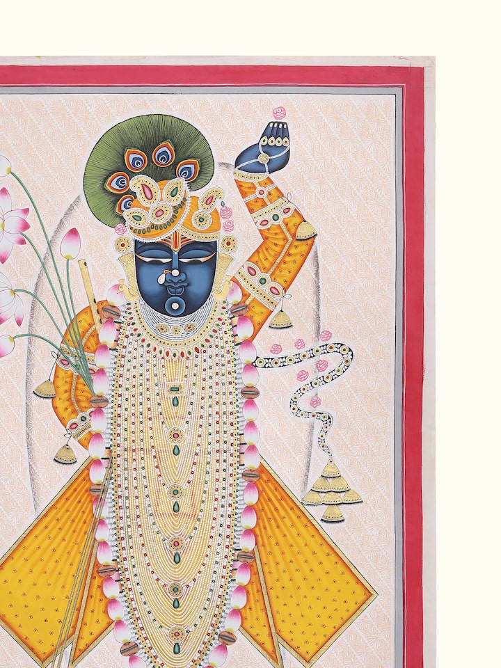 Detail view of the Shrinathji Swaroop Pichwai Painting