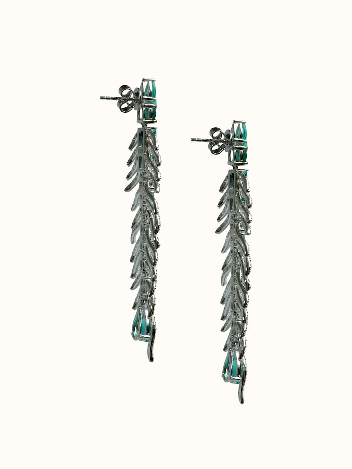 Front view of Silver Smithing Drop Earrings showing the complete piece and design, from a different angle