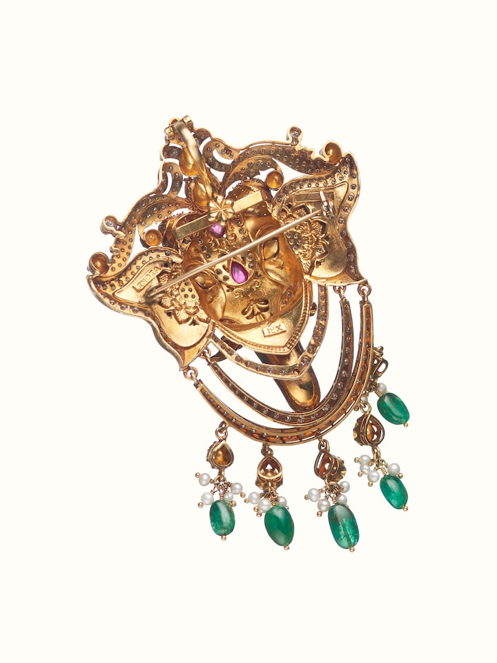 Back view of the Open Setting 18 Karat Gold Brooch