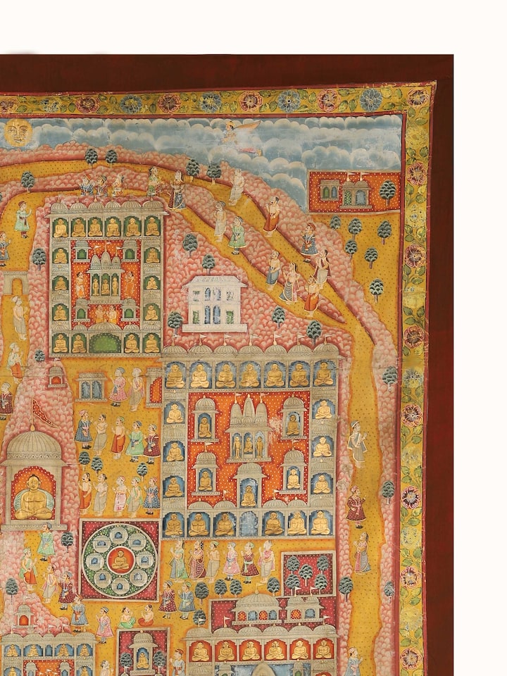 Detail view of the Satrunjay Pat Pichwai Painting
