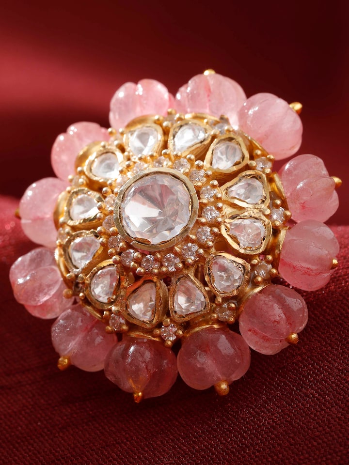 Detail view of Dank Polki Silver Studs highlighting the stone setting and metalwork detail