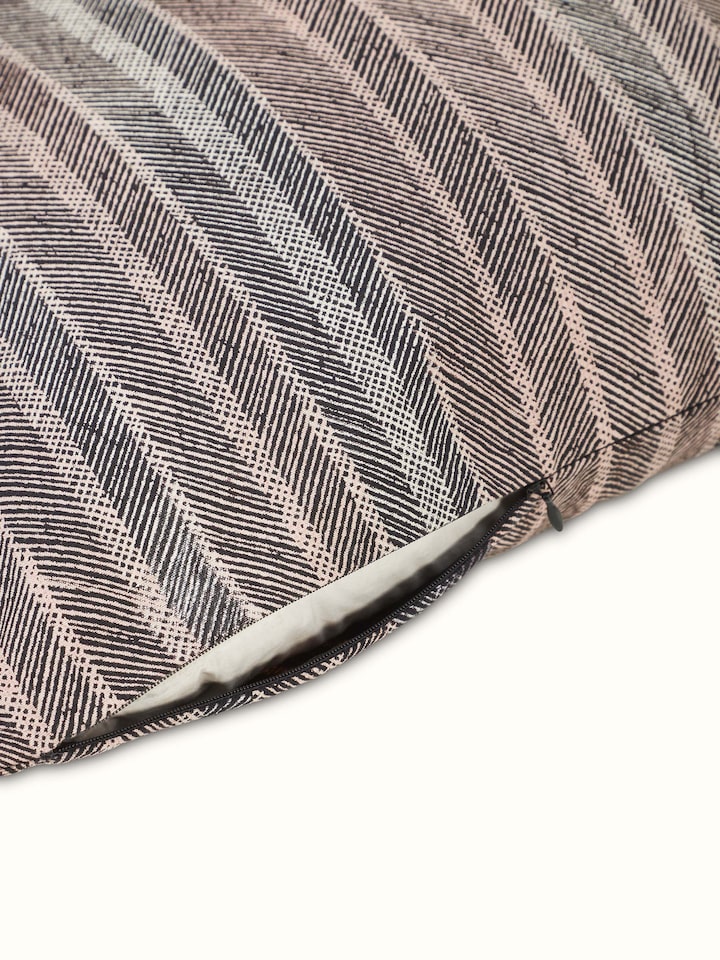 Detailed side angle showing neat stitching and balanced brown stripe layout.