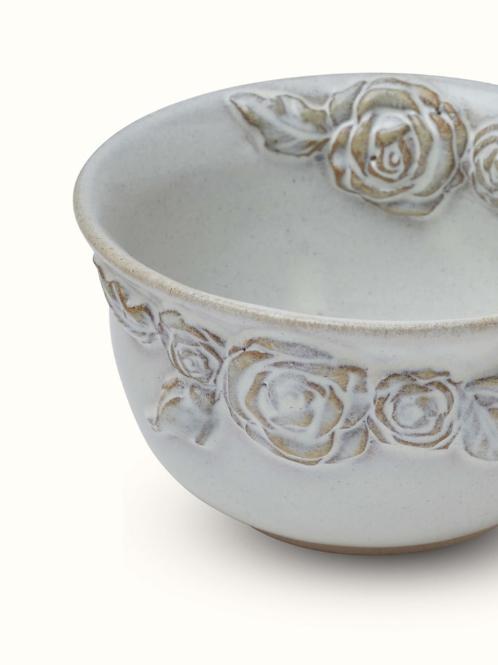 Close-up view of Studio pottery ceramic nut bowl focusing on craftsmanship