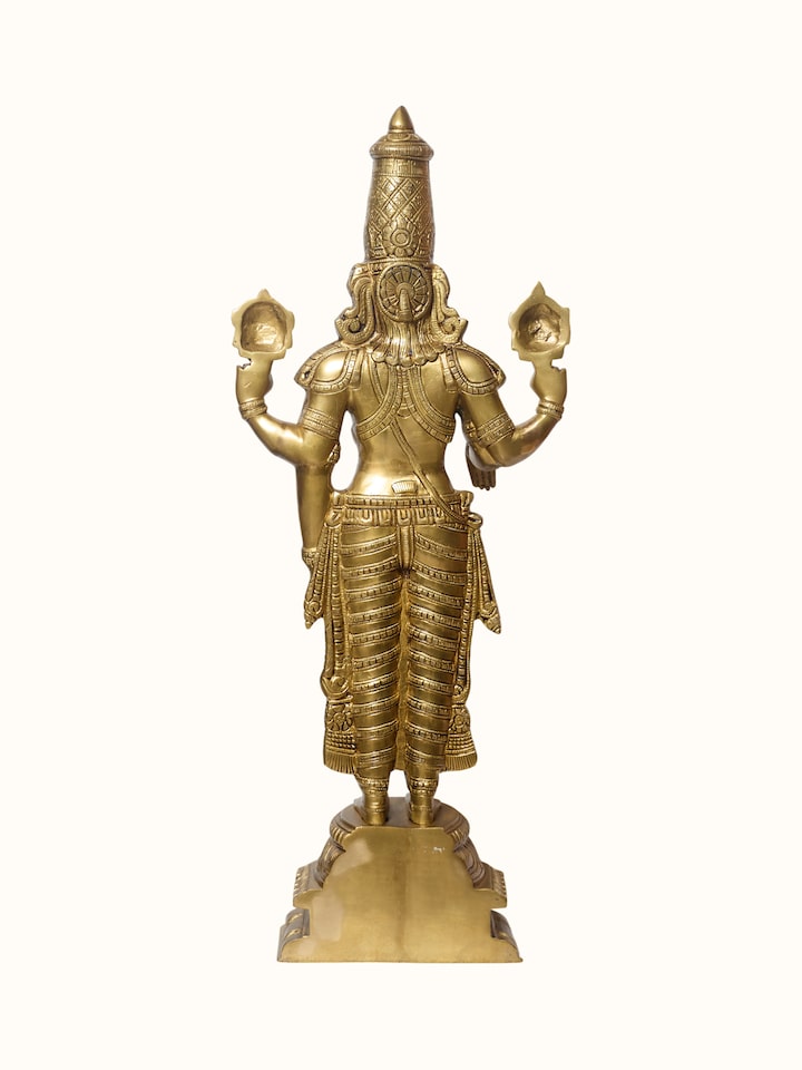 Back view of the Brass Balaji Standing Base Idol