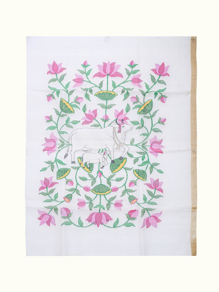 Front view of the Sacred Cow Jamdani Wall Hanging
