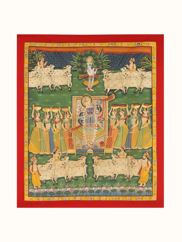 Front view of the Shrinathji Gopashtami Pichwai Painting