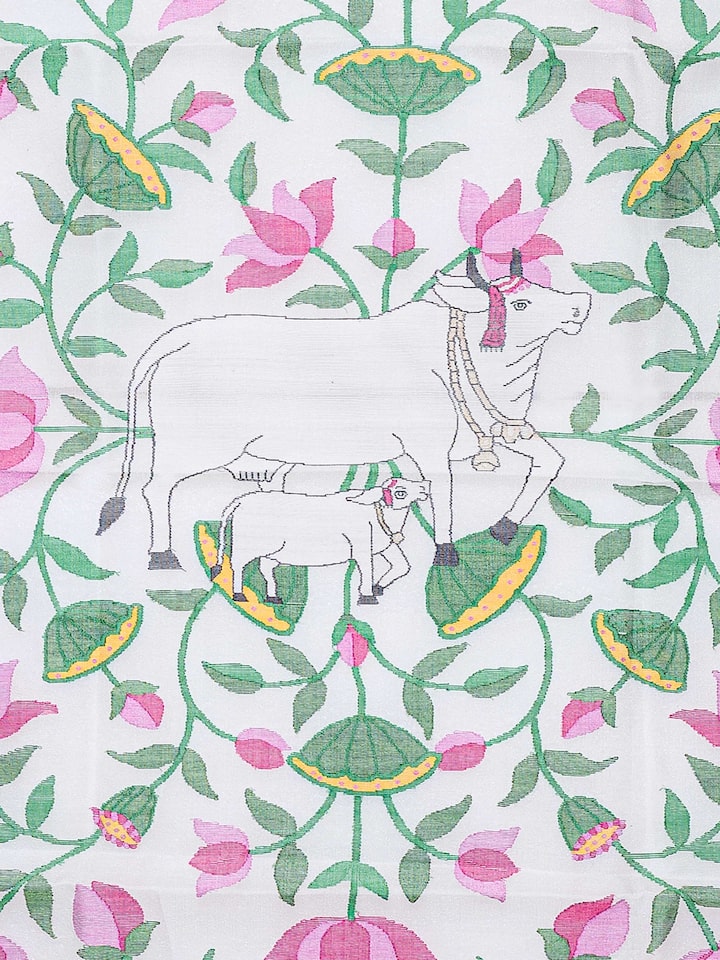 Close-up detail of the Sacred Cow Jamdani Wall Hanging