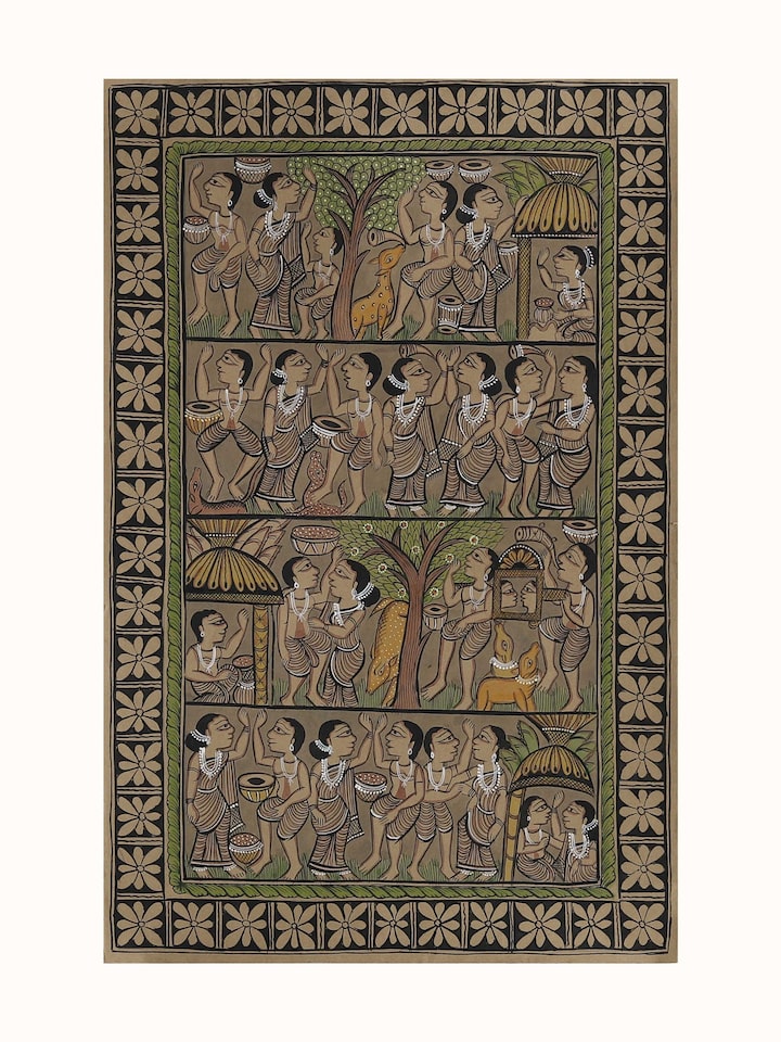 Front view of Bengal Tribe Kalighat Painting