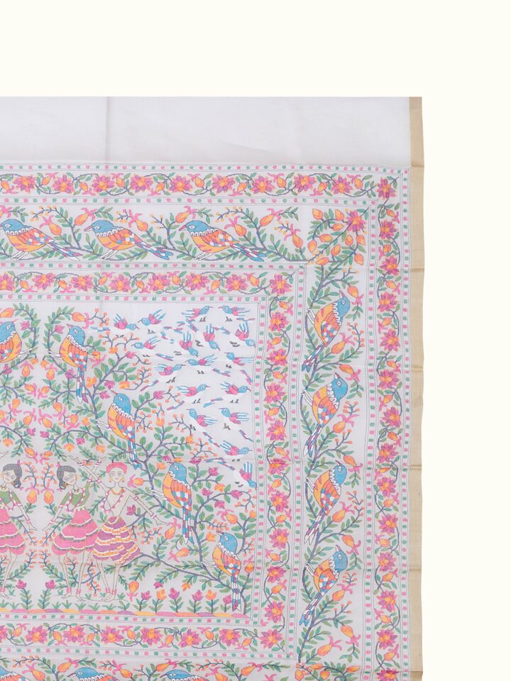 Close-up detail of the Village Festivity Jamdani Wall Hanging