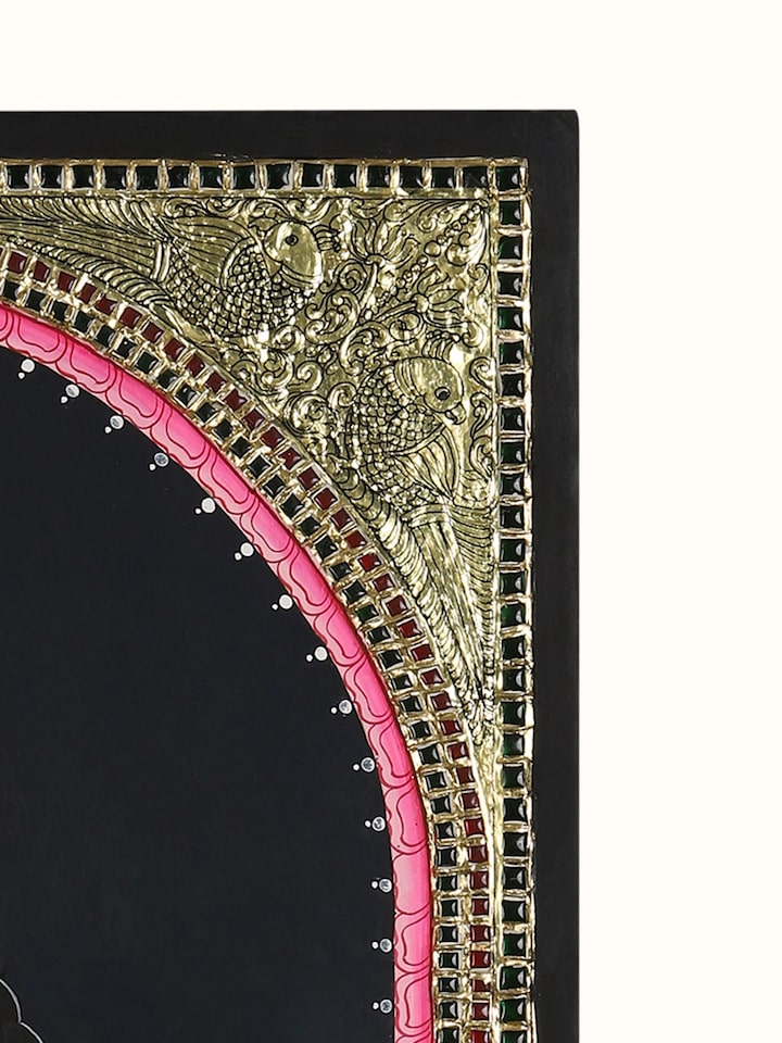 Detail view of the Vitobha Krishna Thanjavur Painting