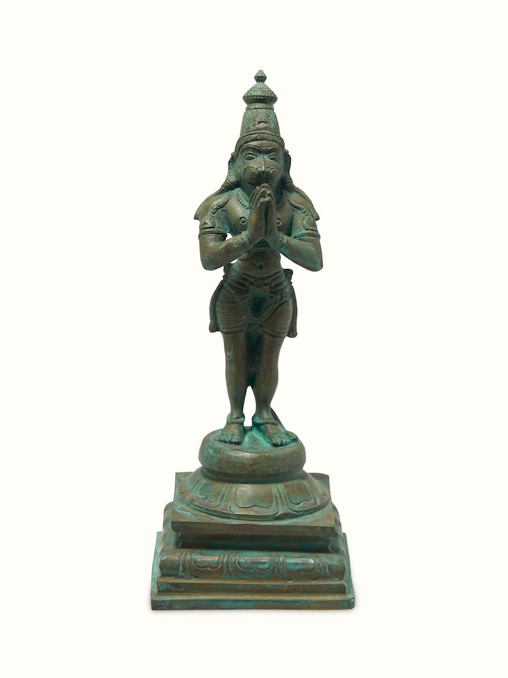 Hanuman bronze casting idol in traditional Indian sculpture style – front view