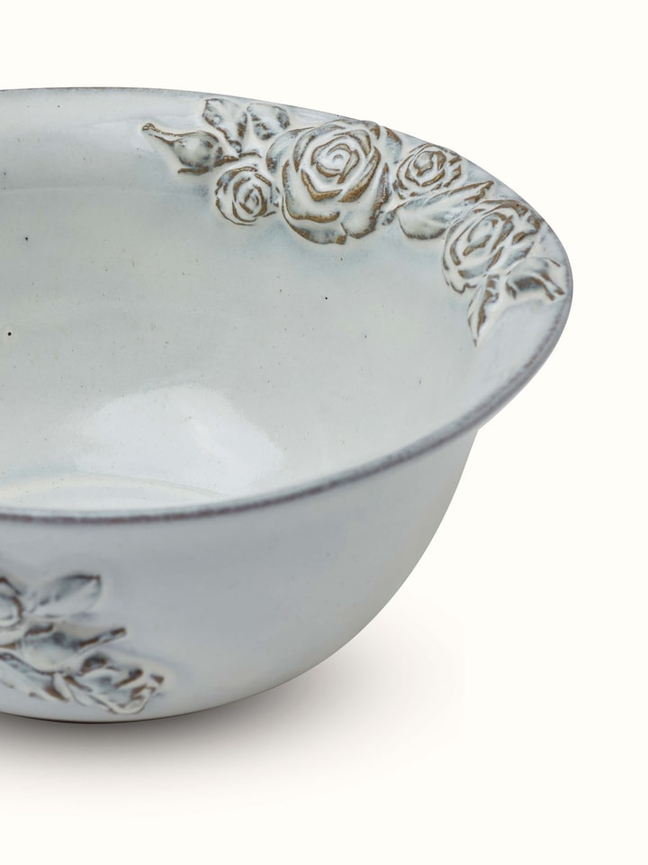 Detailed view of Studio Pottery Ceramic Serving Bowl in white, focusing on the texture and finish
