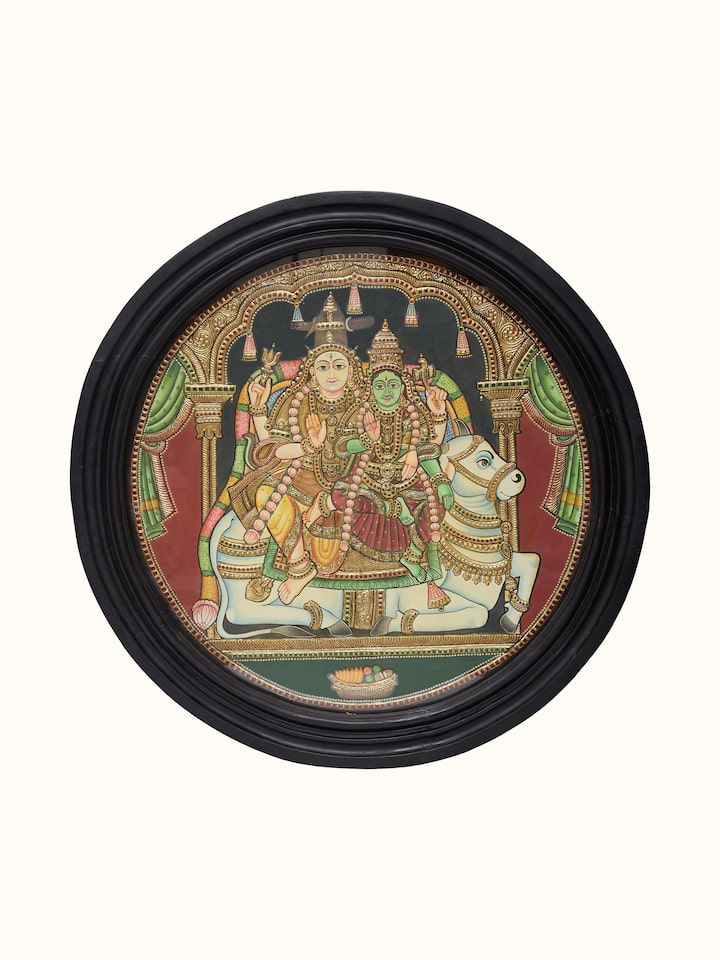 Front view of the Shiva Parvathi Thanjavur Painting