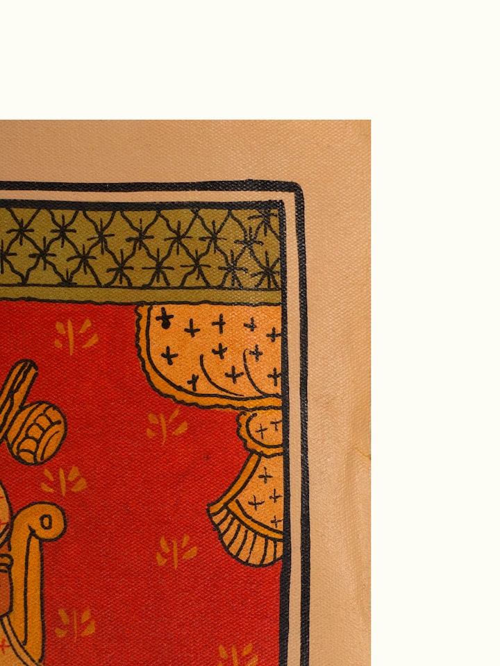 Rear detail view of the Story of Ganesha Cheriyal Paintings