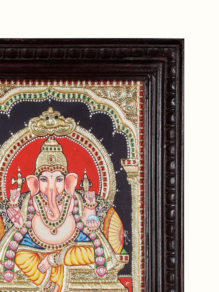 Detail view of the Vinayaka Thanjavur Painting
