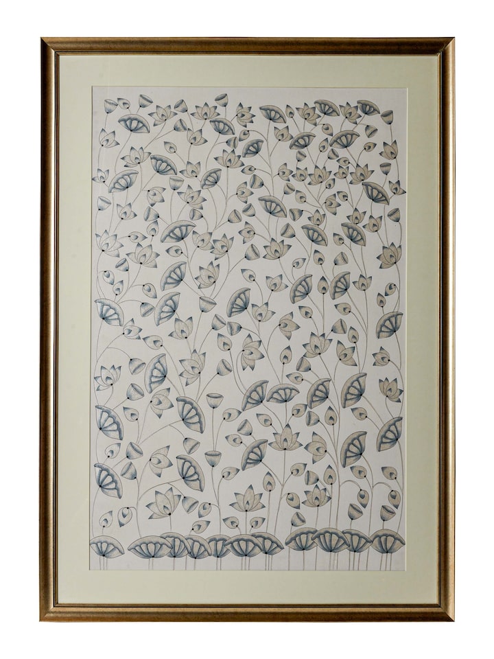 Front view of the Kamal Talai Violet Pichwai Painting