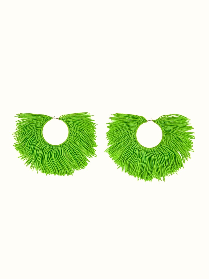Front view of Wool Yarn Hoops featuring cozy and colorful yarn design by Swadesh