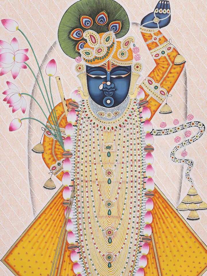 Left-side view of the Shrinathji Swaroop Pichwai Painting