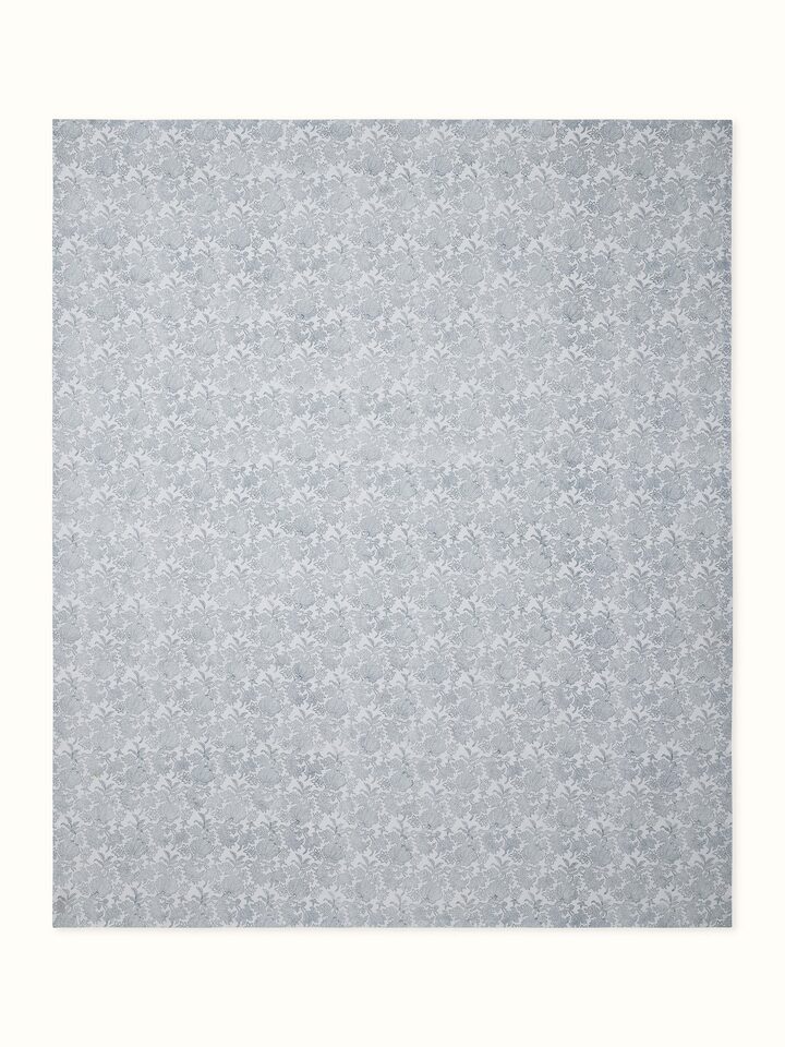 Alternate front view: Alternate front view of Kairavam blue floral queen-size Sanganeri block printed bedsheet