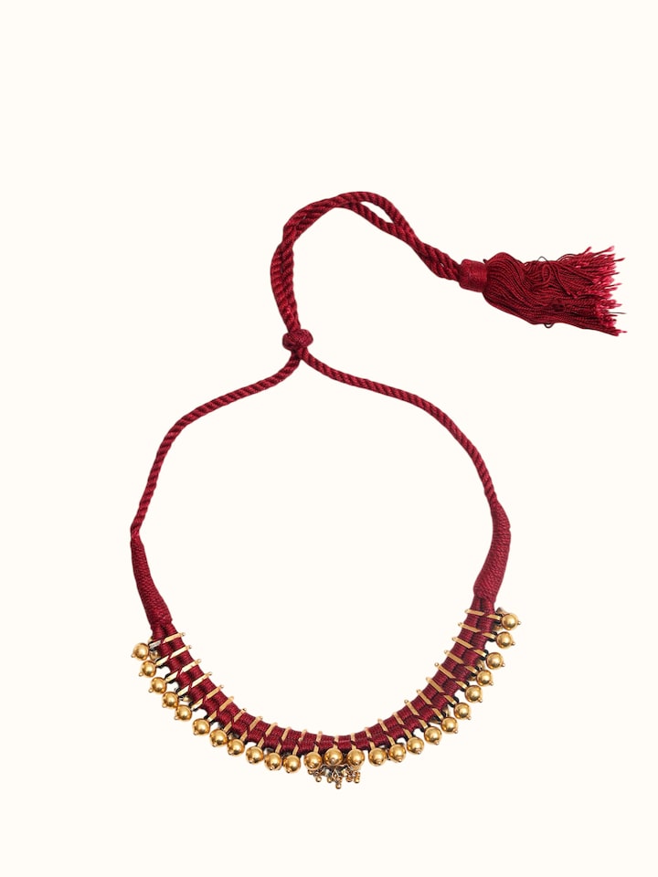 Back view of the Silver Smithing Gold Plated Plaited Collar Necklace