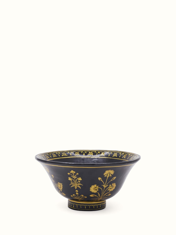 Front view of Blue Papier Mache Paper Pulp Bowl showcasing its vibrant blue color and smooth finish.
