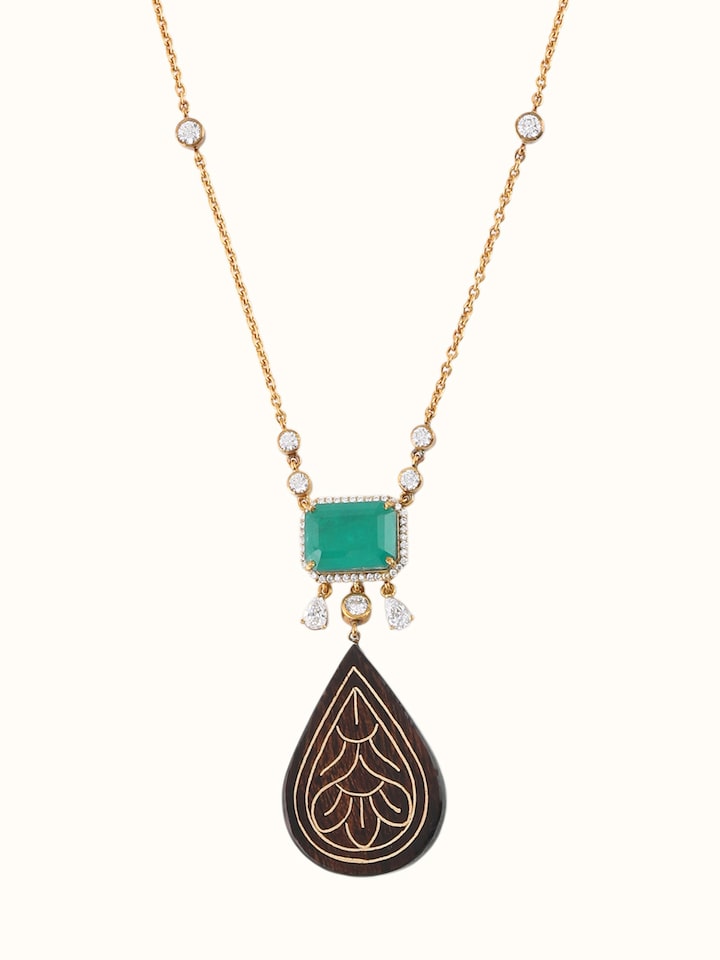 Detail shot of Tarkashi Silver Long Necklace