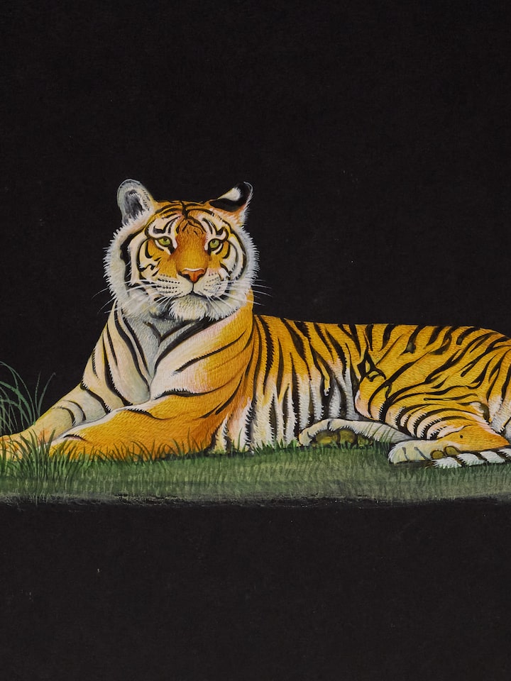 Detail view of the Tiger Miniature Painting