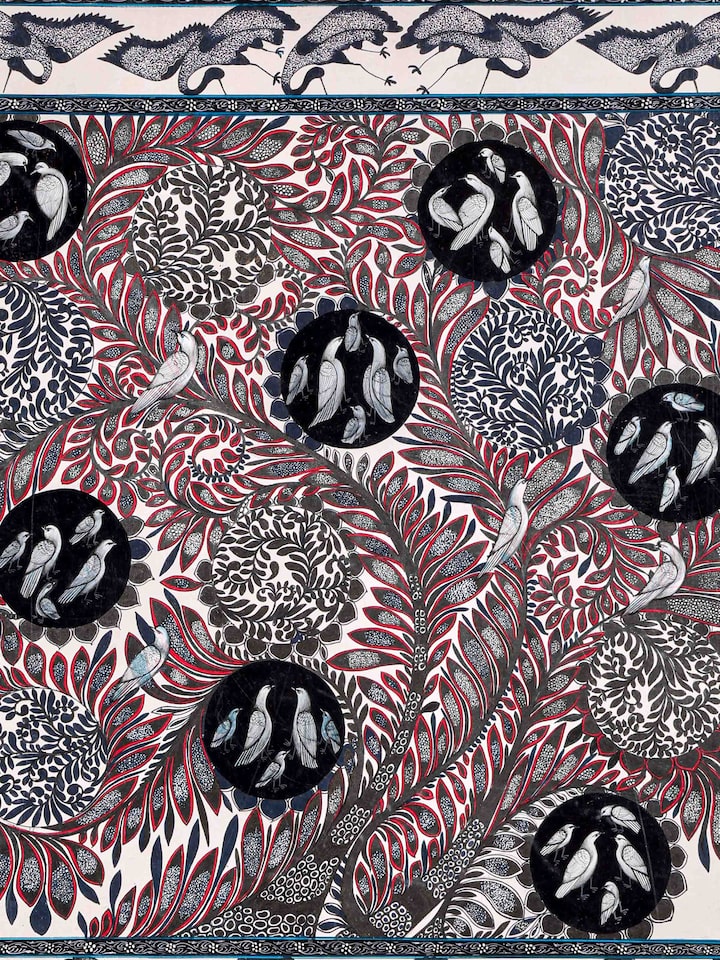 Detail view of the Tree Of Life Sarus Miniature Painting