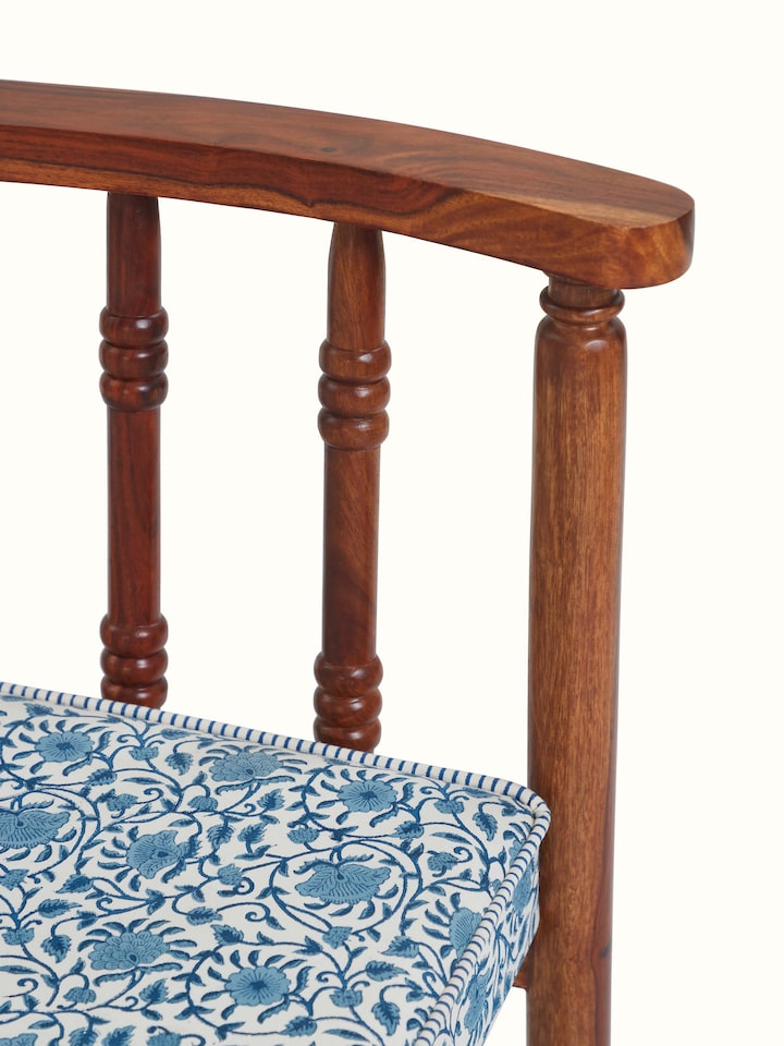 detail view of upholstered sheesham study chair upholstery