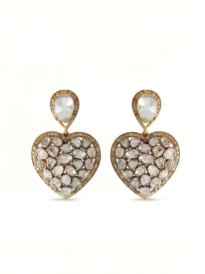 Dank Polki 14 karat gold drop earrings – Swadesh