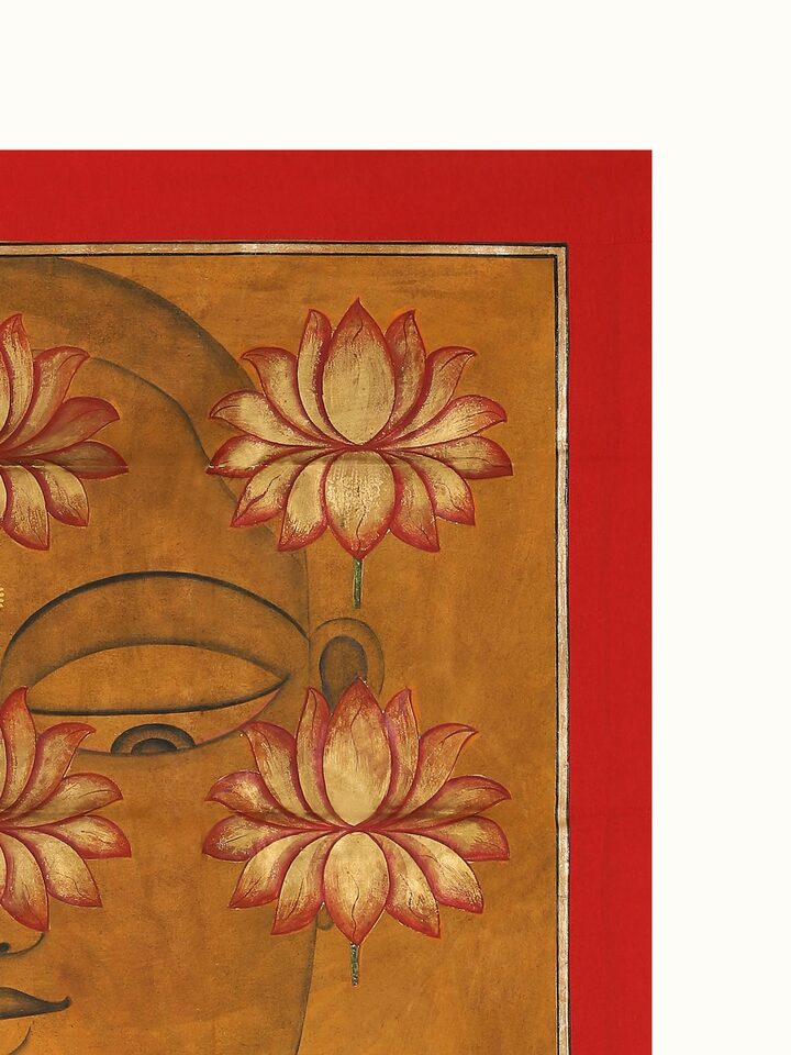 Detail view of the Lotus Veil Enlightenment Pichwai Painting